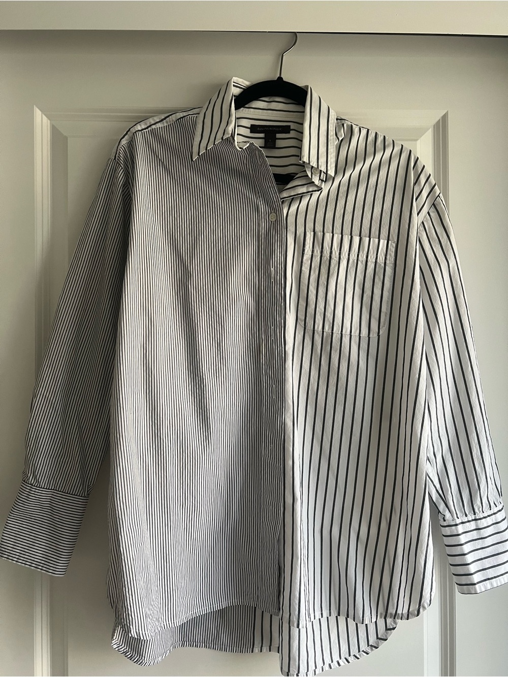 Banana Republic Women’s Oversized Black & White Striped Button-Down Shirt